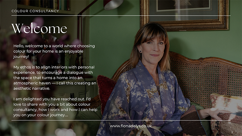 Welcome PDF for Fiona de Lys, interior colour consultant